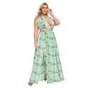 Summer Sexy Plus Size Backless Dress in Green - LMT077-G-O