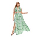 Summer Sexy Plus Size Backless Dress in Green - LMT077-G-O
