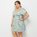 Summer Deep V Plus Size Dress in Sky Blue - LMT078-NO6-O