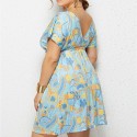 Summer Deep V Plus Size Dress in Sky Blue - LMT078-NO6-O