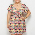 Summer Deep V Plus Size Dress with Camera Pattern - LMT078-NO8-O