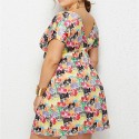 Summer Deep V Plus Size Dress with Camera Pattern - LMT078-NO8-O