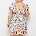 Summer Deep V Plus Size Dress with Colorful Rhombus - LMT078-NO9-O