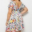 Summer Deep V Plus Size Dress with Colorful Rhombus - LMT078-NO9-O