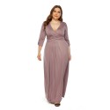 Deep V Plus Size Long Dress in Brown - LMT079-BR-O