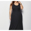 Summer Sleeveless Plus Size Long Dress in Black - LMT081-B-O