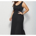 Summer Sleeveless Plus Size Long Dress in Black - LMT081-B-O