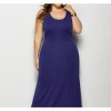 Summer Sleeveless Plus Size Long Dress in Dark-Blue - LMT081-DB-O