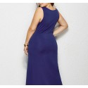 Summer Sleeveless Plus Size Long Dress in Dark-Blue - LMT081-DB-O
