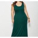 Summer Sleeveless Plus Size Long Dress in Green - LMT081-G-O