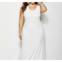 Summer Sleeveless Plus Size Long Dress in White - LMT081-W-O