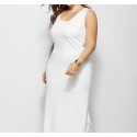 Summer Sleeveless Plus Size Long Dress in White - LMT081-W-O