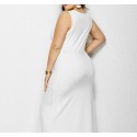 Summer Sleeveless Plus Size Long Dress in White - LMT081-W-O