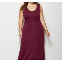 Summer Sleeveless Plus Size Long Dress in Wine-Red - LMT081-WR-O