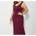Summer Sleeveless Plus Size Long Dress in Wine-Red - LMT081-WR-O
