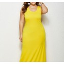 Summer Sleeveless Plus Size Long Dress in Yellow - LMT081-Y-O