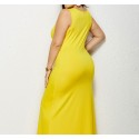 Summer Sleeveless Plus Size Long Dress in Yellow - LMT081-Y-O
