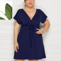Summer Casual Plus Size Dress in Dark-Blue - LMT085-DB-O