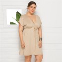 Summer Casual Plus Size Dress in Khaki - LMT085-K-O