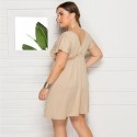 Summer Casual Plus Size Dress in Khaki - LMT085-K-O
