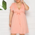 Summer Casual Plus Size Dress in Pink - LMT085-P-O