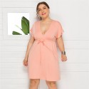 Summer Casual Plus Size Dress in Pink - LMT085-P-O