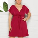 Summer Casual Plus Size Dress in Red - LMT085-R-O