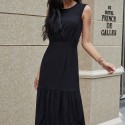 Summer Chiffon Sleeveless Dress in Black - LMT088-B-N