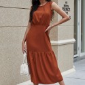 Summer Chiffon Sleeveless Dress in Brown - LMT088-BR-N