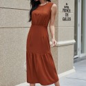 Summer Chiffon Sleeveless Dress in Brown - LMT088-BR-N