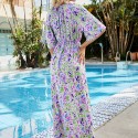 Elegant Short-Sleeved Bohemian Dress in Purple - LMT089-P-N