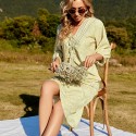 Summer Medium Sleeve Pleated Bohemian Dress in Yellow - LMT093-Y-N