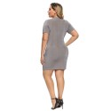 Summer Plus Size Pleated Short Sleeve Dress in Gray - LMT099-G-O