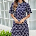 Summer Sexy Temperament Mid Sleeve Dress in Dark-Blue - LMT101-B-N