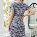 Summer Sexy Short Sleeve Plaid Dress in Blue - LMT102-B-N