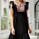 Summer Embroidered Sleeveless Casual Dress in Black - LMT105-B-N