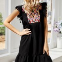 Summer Embroidered Sleeveless Casual Dress in Black - LMT105-B-N