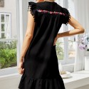 Summer Embroidered Sleeveless Casual Dress in Black - LMT105-B-N