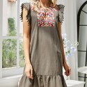 Summer Embroidered Sleeveless Casual Dress in Deep Gray - LMT105-DG-N