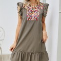 Summer Embroidered Sleeveless Casual Dress in Deep Gray - LMT105-DG-N