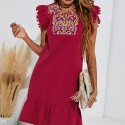 Summer Embroidered Sleeveless Casual Dress in Red - LMT105-R-N