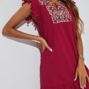 Summer Embroidered Sleeveless Casual Dress in Red - LMT105-R-N