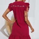 Summer Embroidered Sleeveless Casual Dress in Red - LMT105-R-N