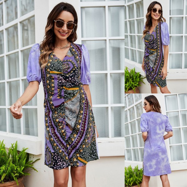 Summer Sexy V Neck Dress in Purple