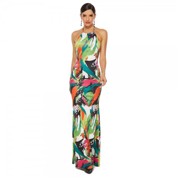 Multicolored Backless Party Long Dress