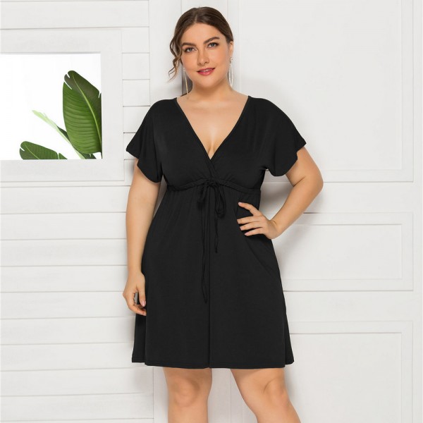 Summer Casual Plus Size Dress in Black