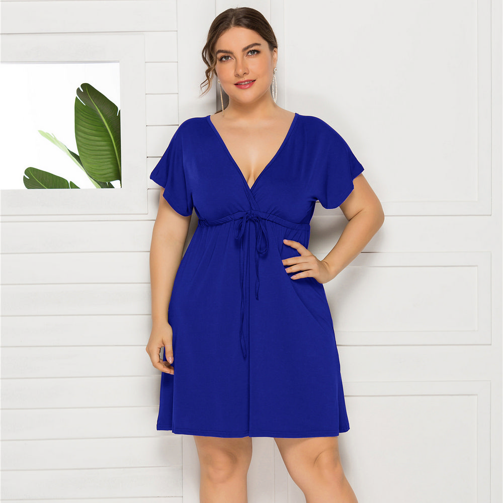 Summer Casual Plus Size Dress in Blue - LMT085-BL-O