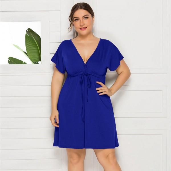 Summer Casual Plus Size Dress in Blue