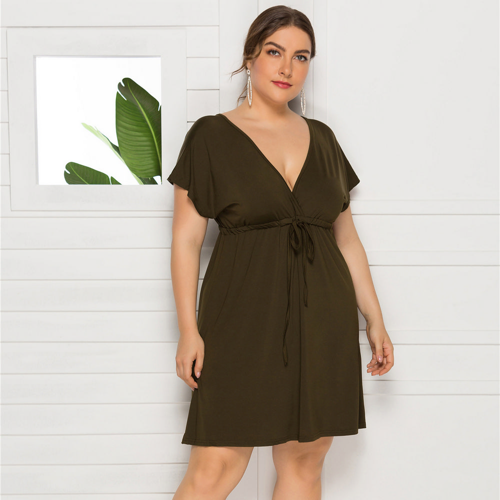 Summer Casual Plus Size Dress in Green - LMT085-G-O