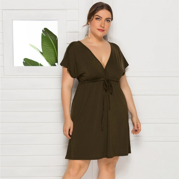 Summer Casual Plus Size Dress in Green